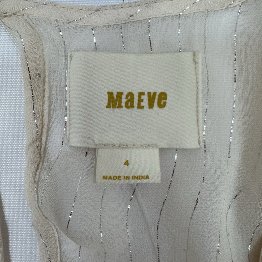 NWOT Maeve Anthropologie Ruffle Wynn Metallic Stripe Boho Peasant Flowy Size 4 - Picture 12 of 14